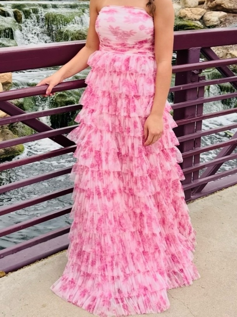 Pink Ruffled Prom Dress - Picture 2 of 2